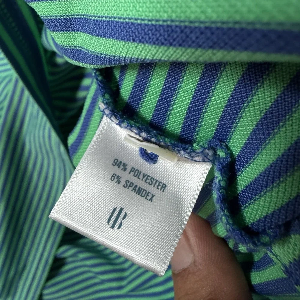 Holderness & Bourne Pine Valley Golf Maxwell Polo Shirt Men Green Stripe Top 100 - Picture 5 of 8